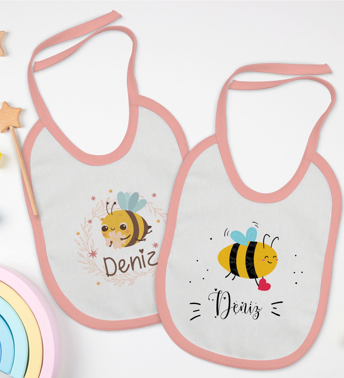 BK Kids Kişiye Özel İsimli 2’li Pembe Mama Önlüğü-7