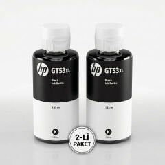 2 Adet HP GT53XL 135 ml Siyah Orijinal Mürekkep 1VV21AE – 6000 Sayfa Kapasiteli Yazıcı Mürekkebi