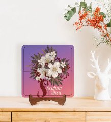 Kişiye Özel İsimli Kadınlar Günü Tasarımlı Ahşap Standlı Puzzle Çerçeve-17