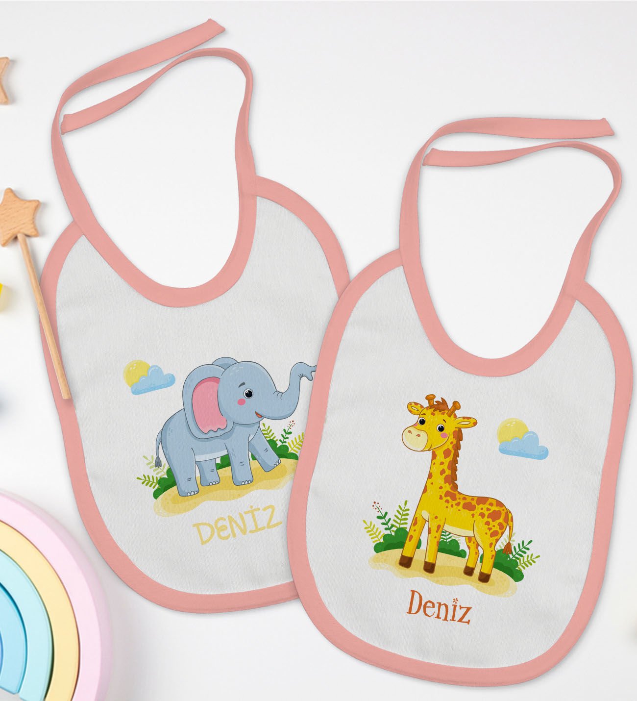 BK Kids Kişiye Özel İsimli 2’li Pembe Mama Önlüğü-8
