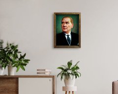 BK Home Atatürk Tasarımlı Doğal Masif Ahşap Çerçeveli Tablo-13