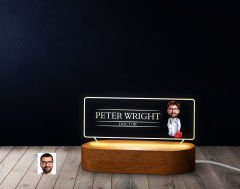 BK Gift Kişiye Özel İsimli Doktor Karikatürlü Led Işıklı Akrilik Masa İsimliği-4, Ofis Dekoru, Mesleki Hediye, Ofis Hediyeleri