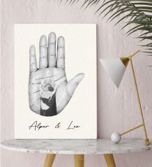 BK Gift Kişiye Özel İsimli El ve Pati Tasarımlı Siyah Beyaz Kanvas Tablo-1 30x50, Ev Dekorasyonu, Arkadaşa Hediye