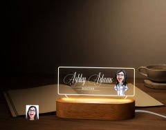 BK Gift Kişiye Özel İsimli Doktor Karikatürlü Led Işıklı Akrilik Masa İsimliği-5, Ofis Dekoru, Mesleki Hediye, Ofis Hediyeleri