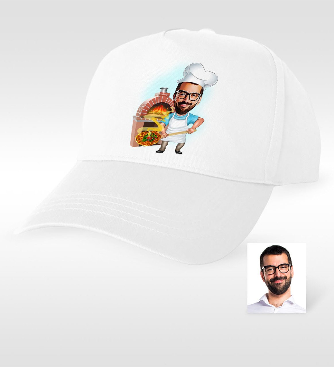 Kişiye Özel Bay Kebapçı Karikatür Beyaz Şapka - 1