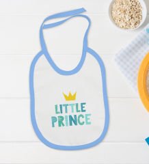 BK Kids Little Princess Tasarımlı Mavi Bebek Body Zıbın ve Mama Önlüğü Hediye Seti-1