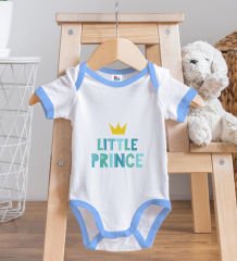 BK Kids Little Princess Tasarımlı Mavi Bebek Body Zıbın ve Mama Önlüğü Hediye Seti-1