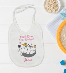 BK Kids Kişiye Özel Minik Kızın Seni Seviyor Tasarımlı Bebek Body Zıbın ve Mama Önlüğü Hediye Seti - Model 1
