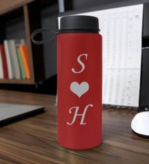 BK Gift Sevgiliye Özel Baş Harfli Cam Matara ve Kokulu Taş Obje Kalp Mum Hediye Seti-2, Sevgiliye Hediye, Sevgililer Günü