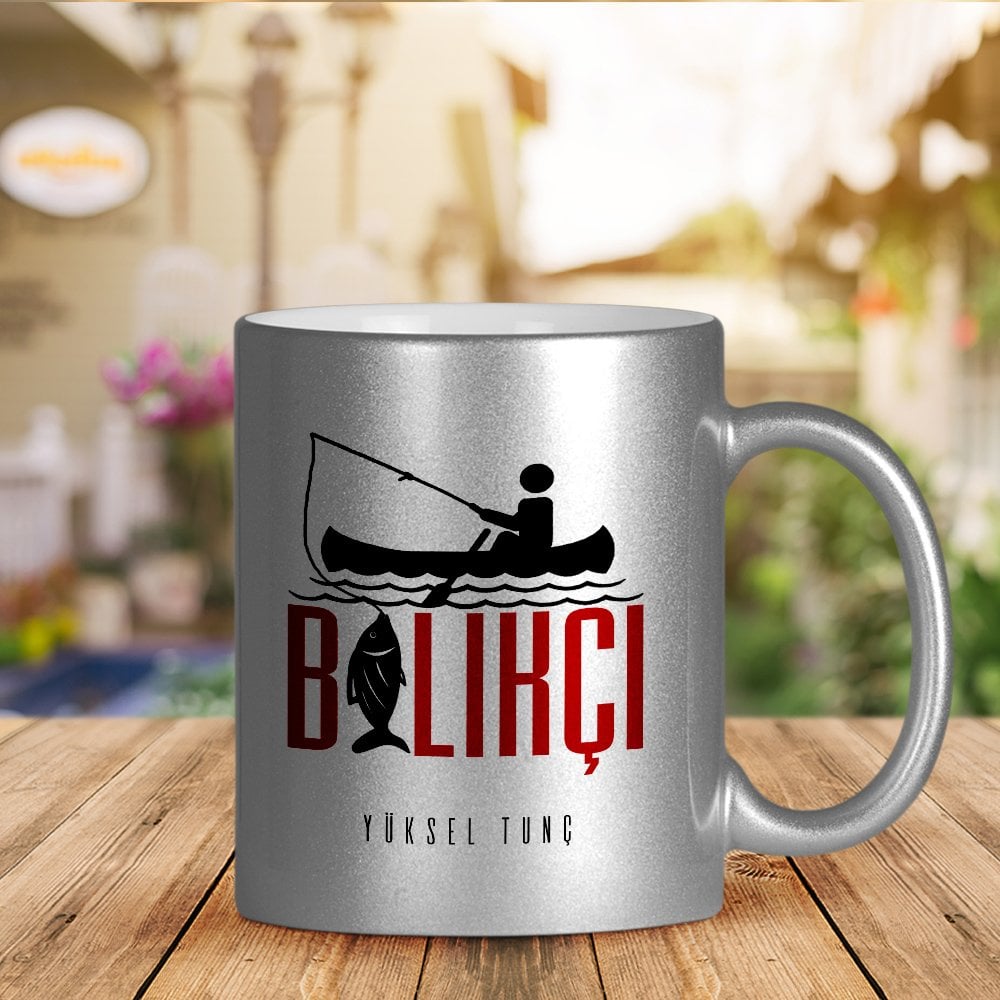 Kişiye Özel Mesleki Balıkçı Gümüş Yaldızlı Kupa Bardak