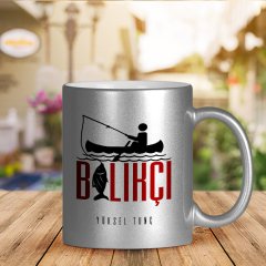 Kişiye Özel Mesleki Balıkçı Gümüş Yaldızlı Kupa Bardak