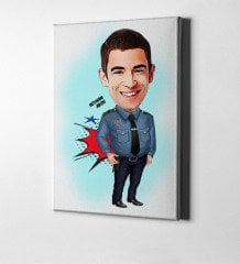 Kişiye Özel Bay Polis Karikatür Kanvas Tablo (50 x 70 cm.) 3