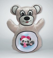 BK Gift Sevimli Panda Tasarımlı Krem Ayıcık Yastık-3