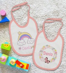 BK Kids Kişiye Özel İsimli 2’li Pembe Mama Önlüğü-12