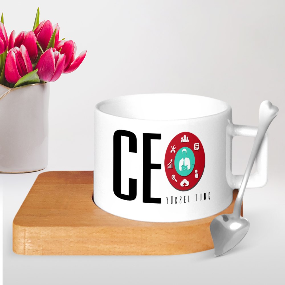 Kişiye Özel Mesleki CEO Ahşap Altlıklı Seramik Fincan - 2