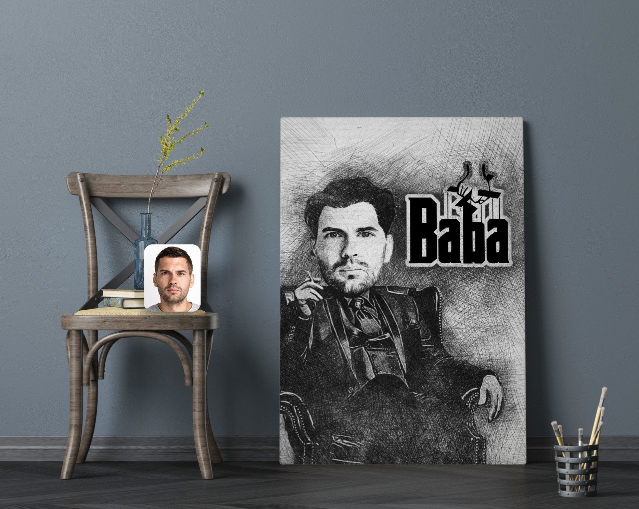 Kişiye Özel Godfather Baba Tasarımlı Kanvas Tablo 70x100cm-22
