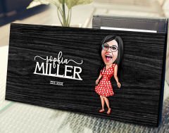 BK Gift Kişiye Özel Kadın Karikatürlü Antik Siyah (Ebony) Ahşap Tabela-10, Dekoratif Tabela, Rustik Ev Dekorasyonu, Duvar Dekoru