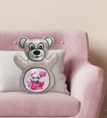 BK Gift Sevimli Panda Tasarımlı Krem Ayıcık Yastık-5