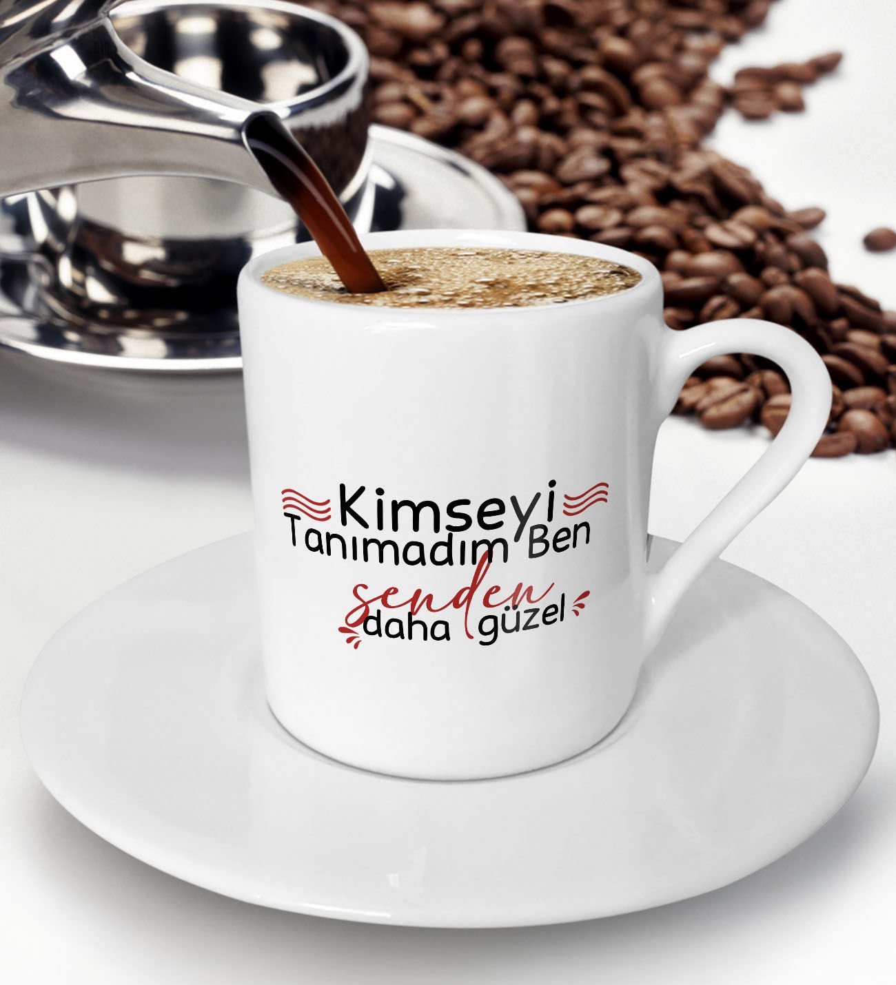 BK Gift Kimseyi Tanımadım Ben Tasarımlı Türk Kahvesi Fincanı-2, Arkadaşa Hediye , Doğum Günü Hediyesi
