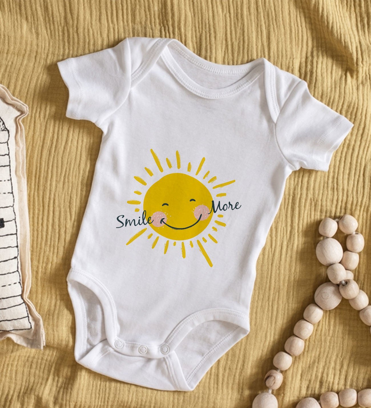 BK Kids Smile More Tasarımlı Bebek Body Zıbın - Model 1