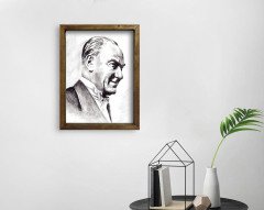 BK Home Atatürk Tasarımlı Doğal Masif Ahşap Çerçeveli Tablo-20