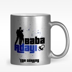 Kişiye Özel Baba Adayı Tasarımlı Gümüş Yaldızlı Kupa Bardak - 2