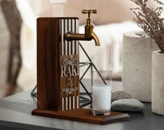 BK Gift Kişiye Özel Kabartma İsimli Musluklu Ceviz Ahşap Rakı Standı, Rakı Çeşmesi, Doğum Günü Hediyesi, Ev Hediyesi, İçecek Dispenseri-2