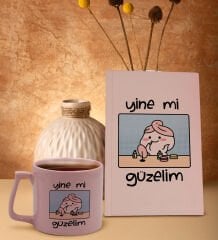 BK Gift Pudra Pembesi Sert Kapaklı Defter ve Middle Kupa Seti, Arkadaşa Hediye, Yeni İş Hediyesi, Doğum Günü Hediyesi-6