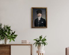 BK Home Atatürk Tasarımlı Doğal Masif Ahşap Çerçeveli Tablo-21