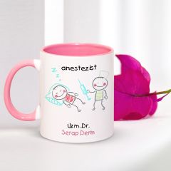 Kişiye Özel Mesleki Anestezist Pembe Kupa Bardak
