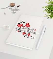 Kişiye Özel Sevgililer Günü Beyaz Defter Kalem Seti-2