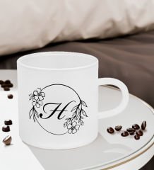 BK Gift Kişiye Özel Harfli Buzlu Cam Türk Kahvesi Fincanı-3, Sevgiliye Hediye, Arkadaşa Hediye, Anneye Hediye, Ofis Hediyesi