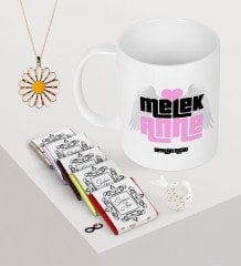 Kişiye Özel Melek Anne Kupa Çikolata Papatya Kolye Seti