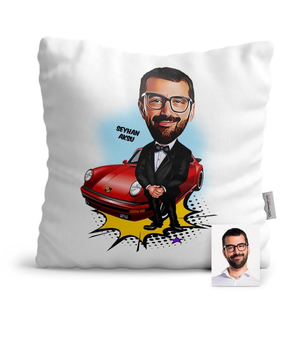 Kişiye Özel Patron Karikatür Saten Yastık - 1