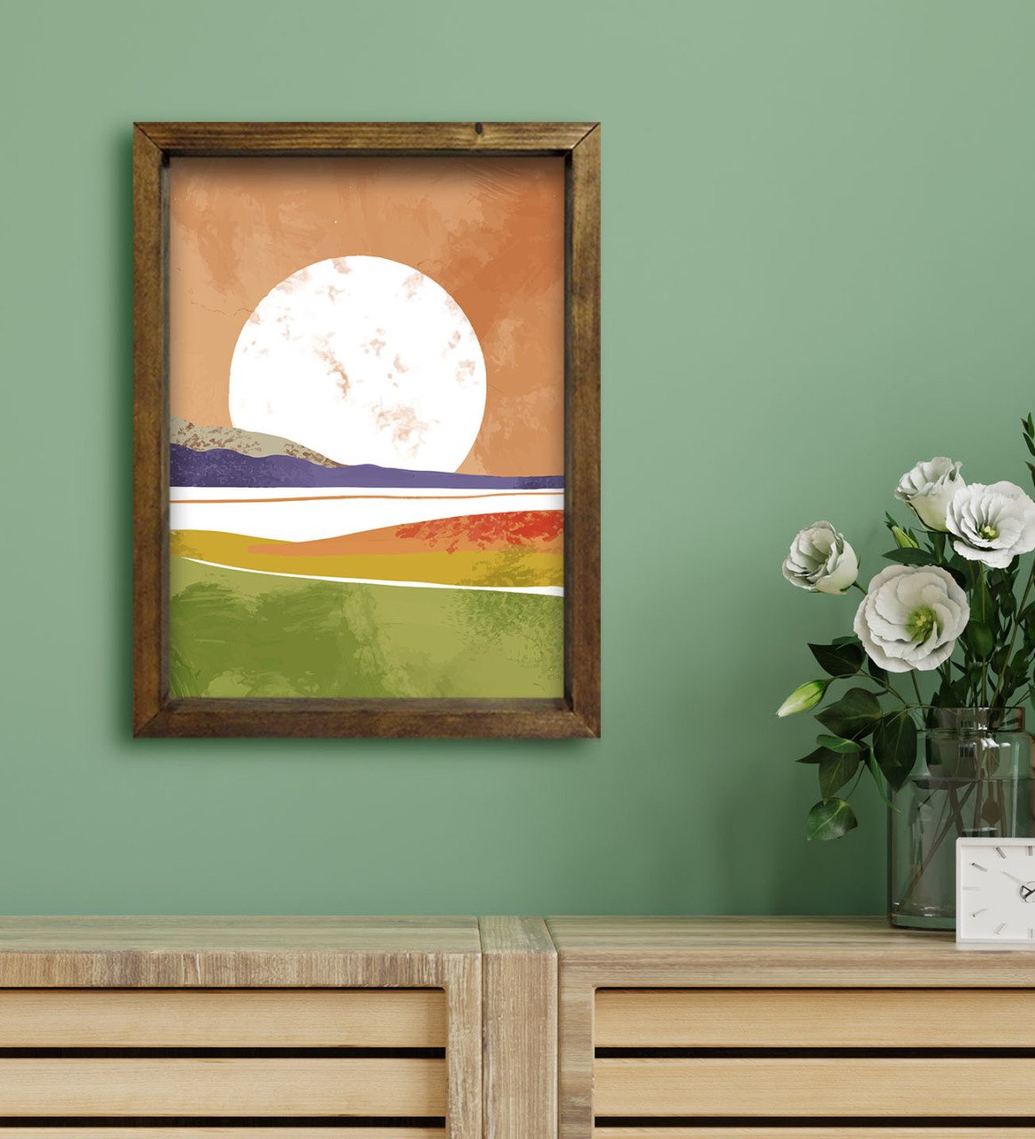 BK Gift Otel Odası Konseptli Doğal Masif Ahşap Çerçeveli Tablo 30x40cm-72