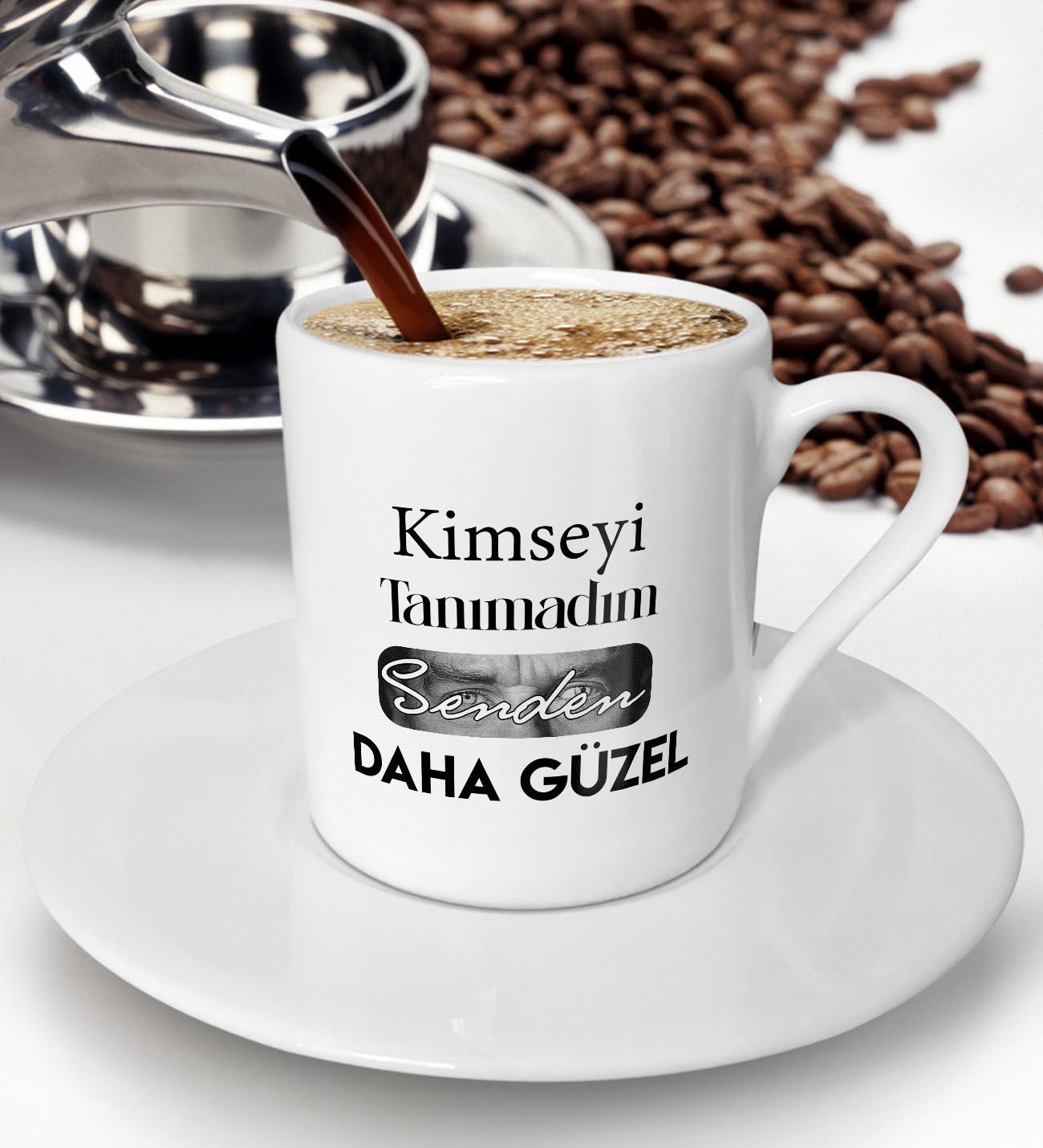 BK Gift Kimseyi Tanımadım Ben Atatürk Temalı Türk Kahvesi Fincanı-1, Arkadaşa Hediye , Doğum Günü Hediyesi