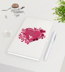 Kişiye Özel Sevgililer Günü Beyaz Defter Kalem Seti-3