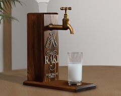 BK Gift Kişiye Özel Kabartma İsimli Musluklu Ceviz Ahşap Rakı Standı, Rakı Çeşmesi, Doğum Günü Hediyesi, Ev Hediyesi, İçecek Dispenseri-4