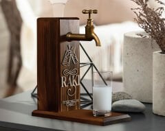 BK Gift Kişiye Özel Kabartma İsimli Musluklu Ceviz Ahşap Rakı Standı, Rakı Çeşmesi, Doğum Günü Hediyesi, Ev Hediyesi, İçecek Dispenseri-4