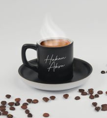 BK Gift Kişiye Özel İsimli Siyah Türk Kahvesi Fincanı&Metal Kalem&Çakmak&Sigara Kutusu Hediye Seti, Sevgiliye Hediye, Arkadaşa Hediye, Doğum Günü Hediyesi