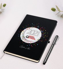 Kişiye Özel 2023 Sana Mutluluk Getirsin Temalı Siyah Defter Kalem Seti