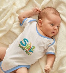 BK Kids Kişiye Özel Mavi Bebek Body Zıbın - Model 140