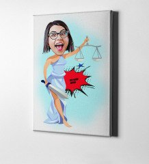 Kişiye Özel Bayan Avukat Karikatür Kanvas Tablo (50 x 70 cm.) 1