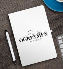 Kişiye Özel En İyi Öğretmen Beyaz Defter ve Kalem Hediye Seti-16