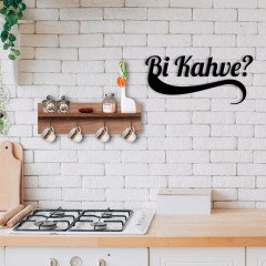 BK Home Doğal Ahşap Raflı Dekoratif Fincan Askılığı ve Bi Kahve Duvar Süsü-3