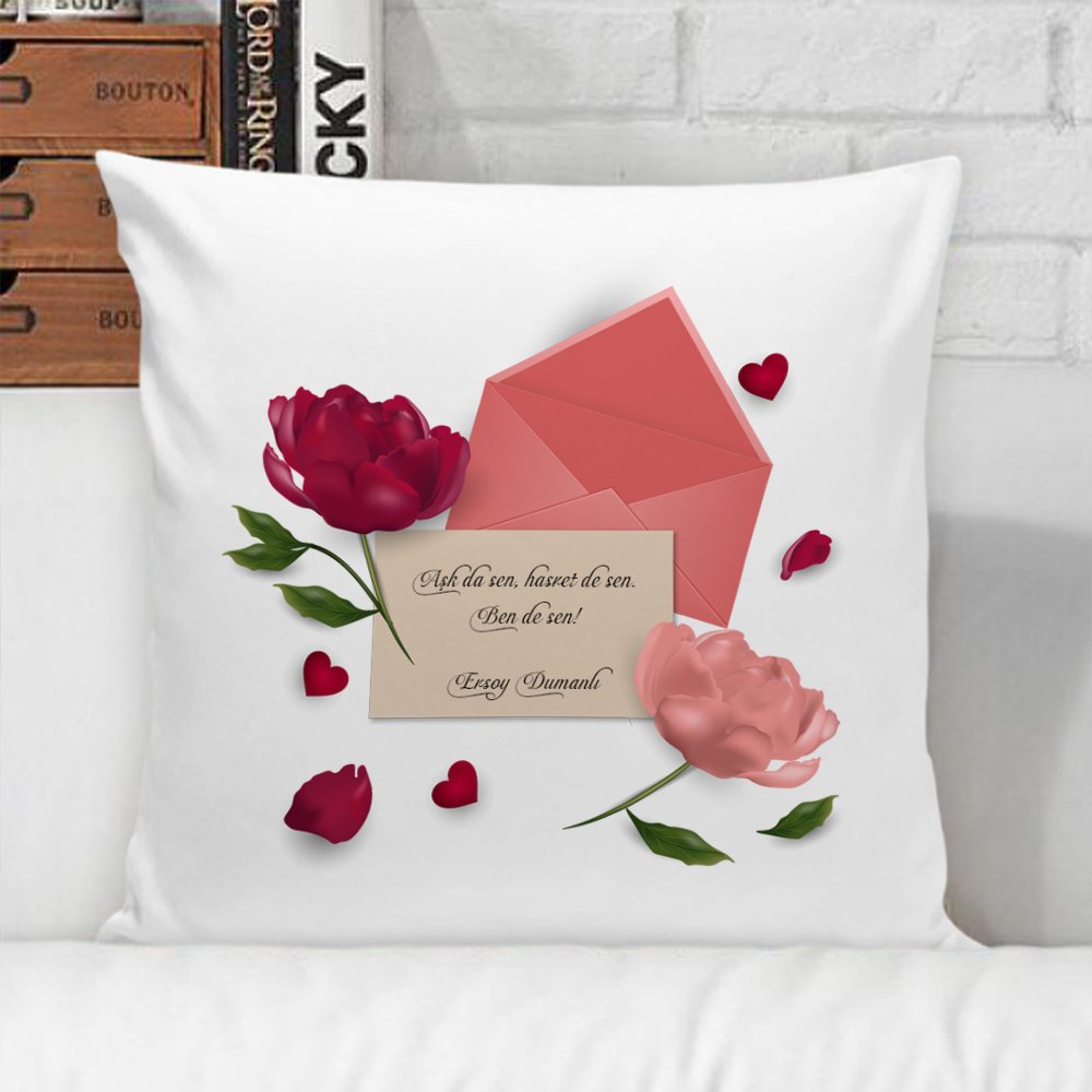 Kişiye Özel Sevgi Sözcüklü Beyaz Yastık Kılıfı - 6