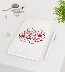 Kişiye Özel Sevgililer Günü Beyaz Defter Kalem Seti-5