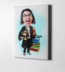 Kişiye Özel Bayan Avukat Karikatür Kanvas Tablo (50 x 70 cm.) 2