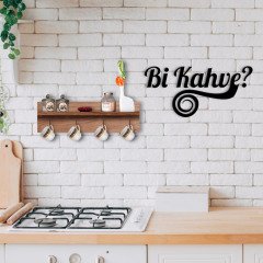 BK Home Doğal Ahşap Raflı Dekoratif Fincan Askılığı ve Bi Kahve Duvar Süsü-4