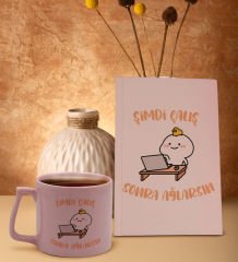 BK Gift Pudra Pembesi Sert Kapaklı Defter ve Middle Kupa Seti, Arkadaşa Hediye, Yeni İş Hediyesi, Doğum Günü Hediyesi-10